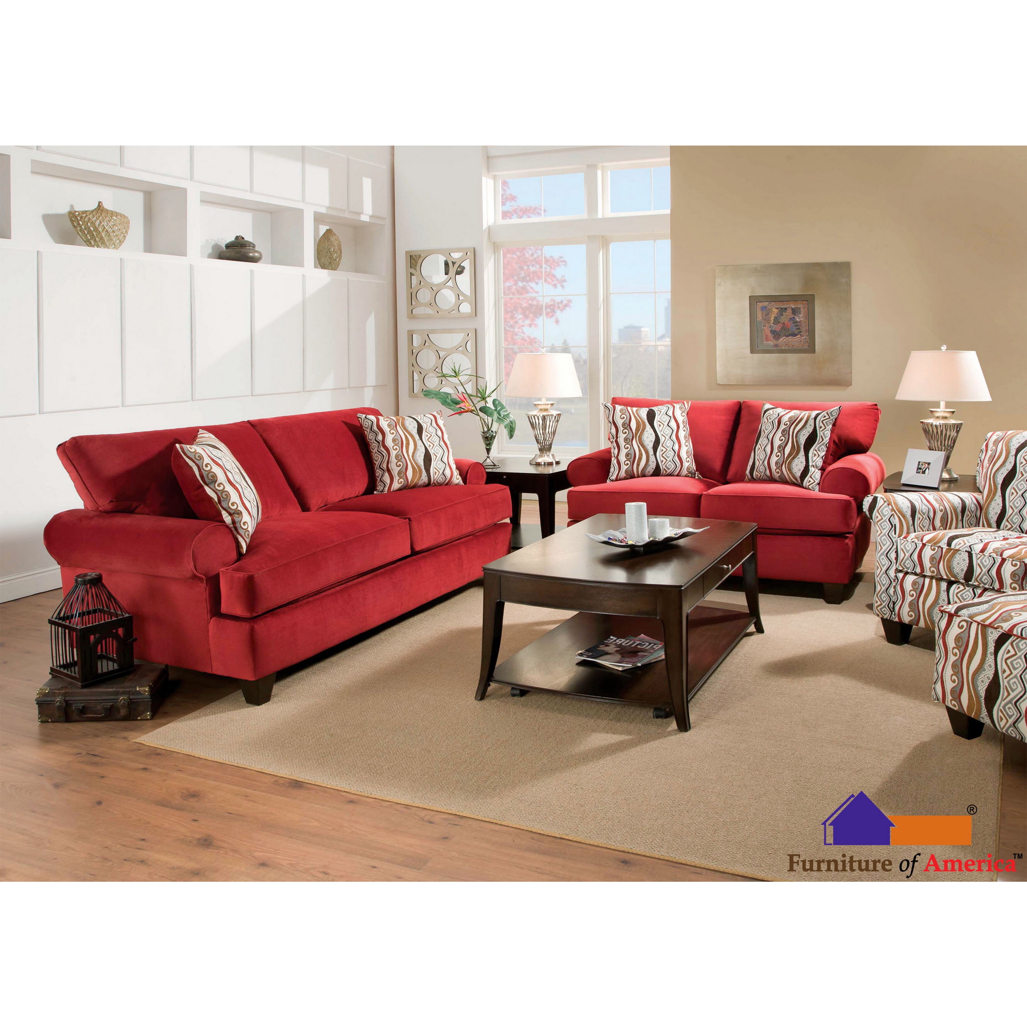 Furniture Of America Invenzy Transitional 2 piece Corduroy Fabric Sofa And Loveseat Set