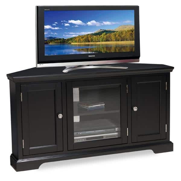 Shop Slate Black Hardwood 46 Inch Corner Tv Console Overstock