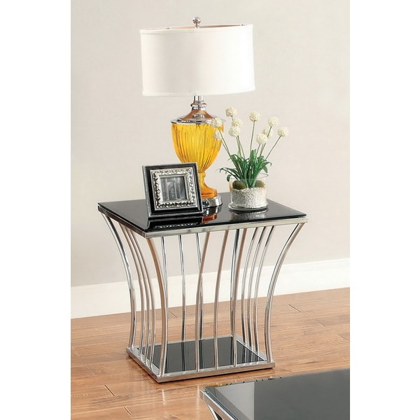 Furniture of America Confidante Curved Chrome End Table  