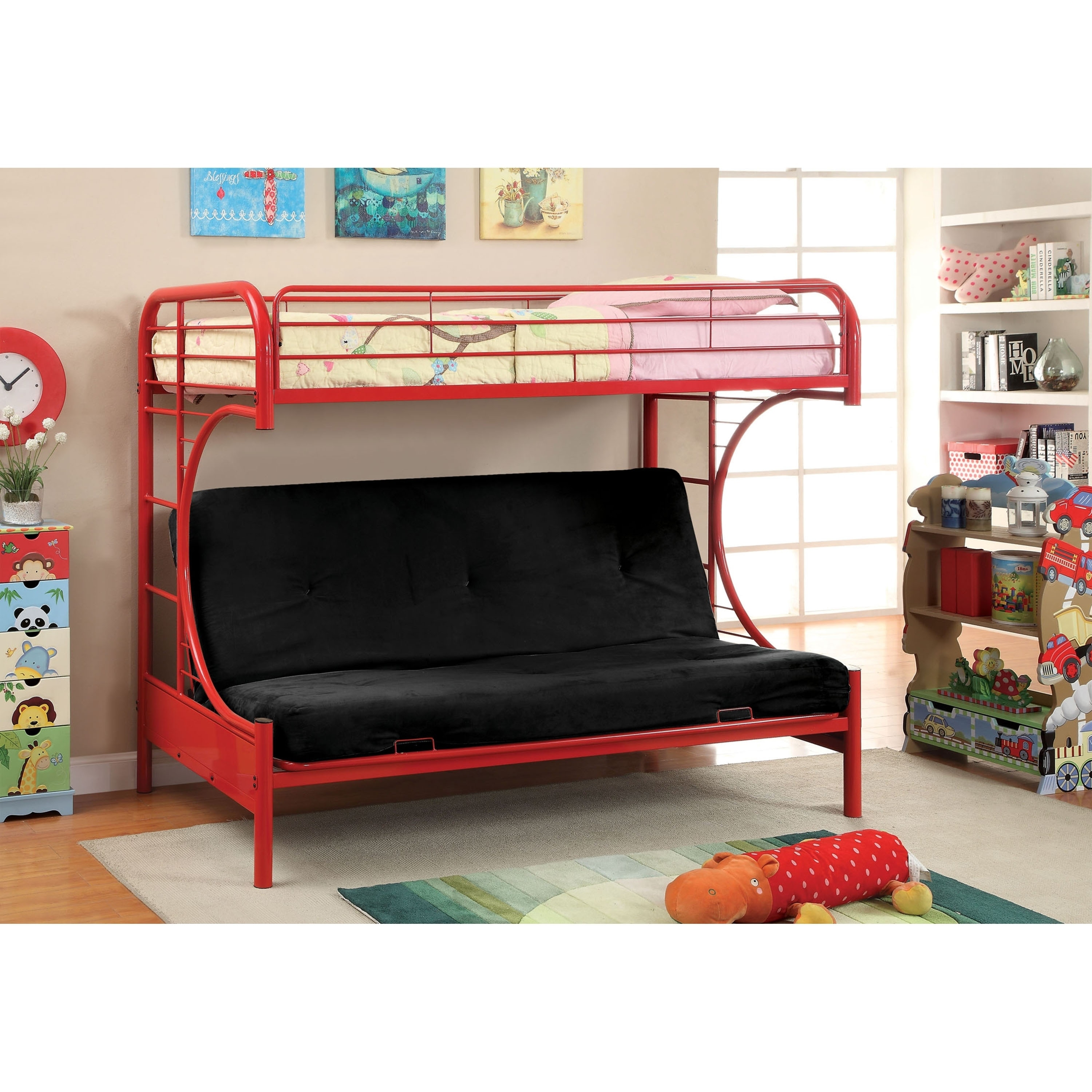 Furniture Of America Linden Twin Over Futon Metal Bunk Bed