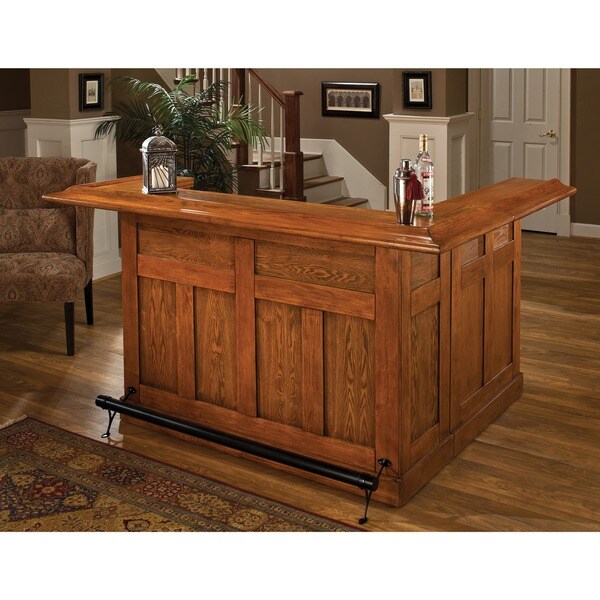Classic Large Oak Bar with Side Bar - 16101089 - Overstock.com Shopping ...