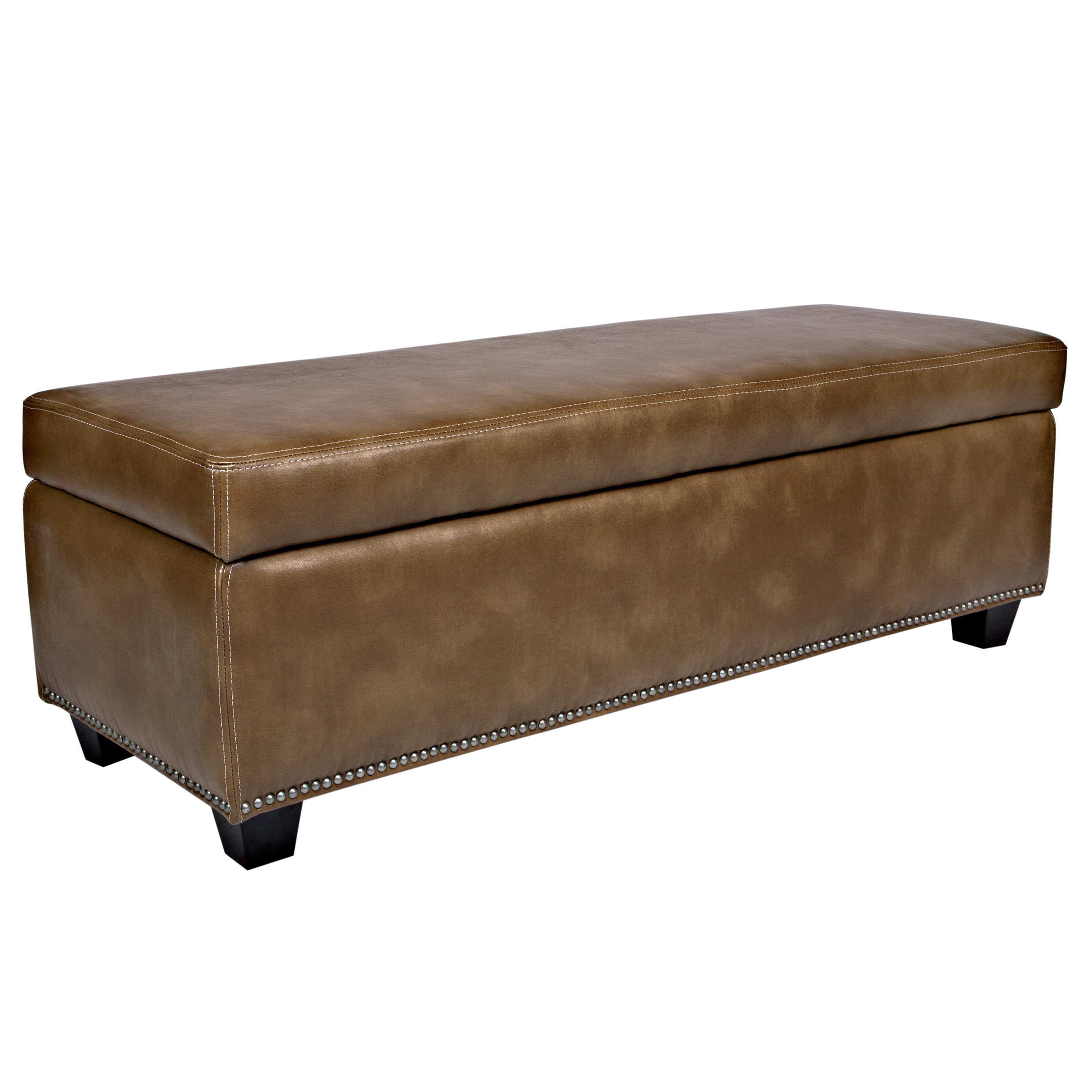 Angelohome Kent Milk Chocolate Brown Renu Leather Wall Hugger Storage Ottoman