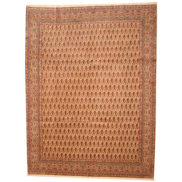Herat Oriental Antique 1940s Persian Hand-knotted Kerman Ivory/ Salmon Wool Rug (9'10 x 13') - 9'10 x 13'