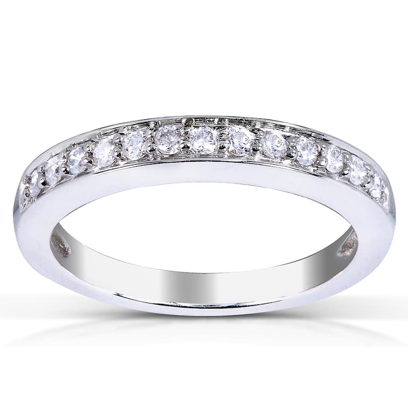Annello by Kobelli 14k White Gold 1/5ct TDW Diamond Wedding Band - 4