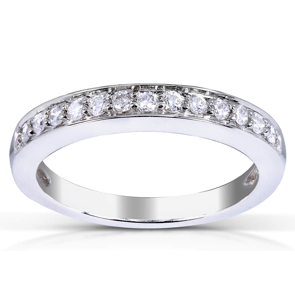 Kobelli 0.2 Carat Natural Diamond Solid 14k White Gold Half Eternity Pavé 3mm Francis Ring