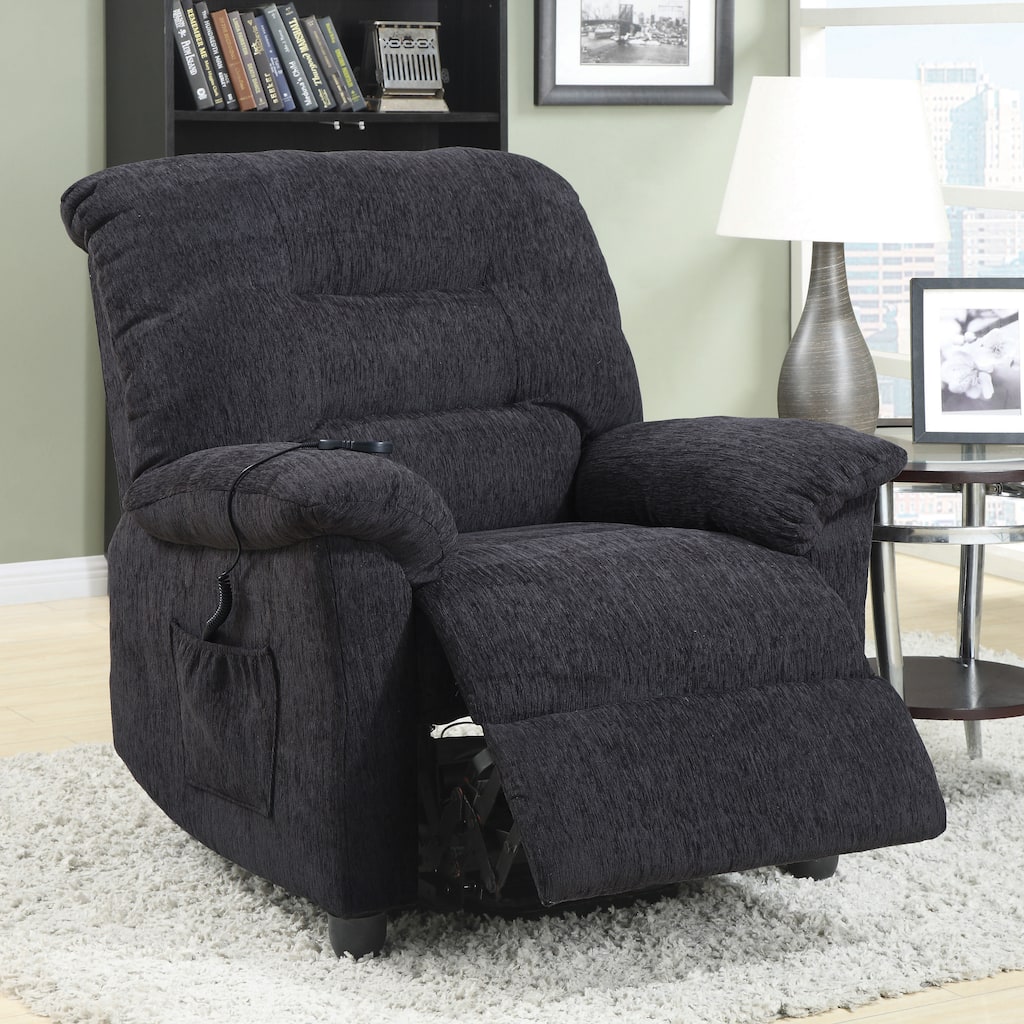 Coaster Furniture Grey Upholstered Power Lift Recliner with Wired Remote