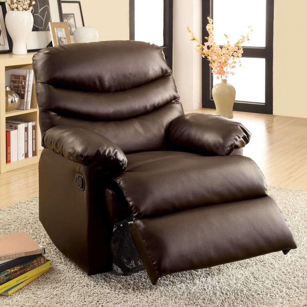 Furniture of America Denn Traditional Brown Bonded Leather Recliner
