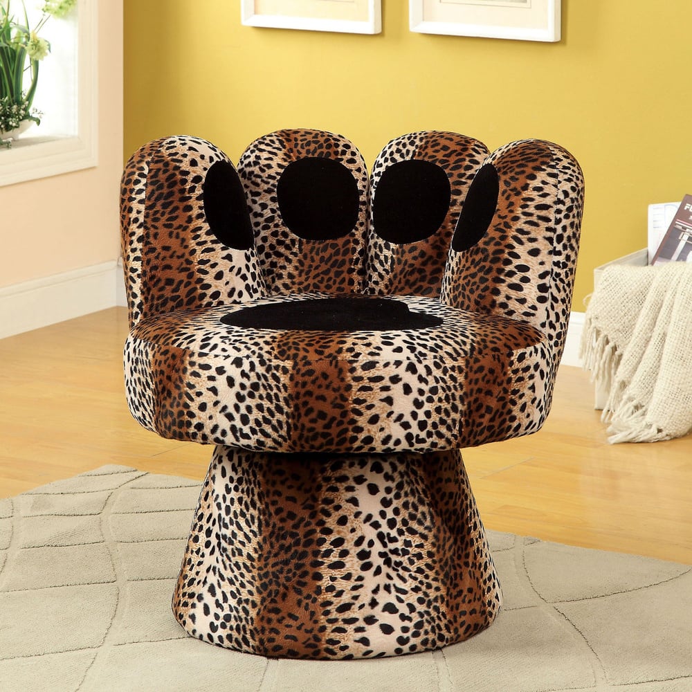 Furniture of America Perg Contemporary Brown Fabric Swivel Chair