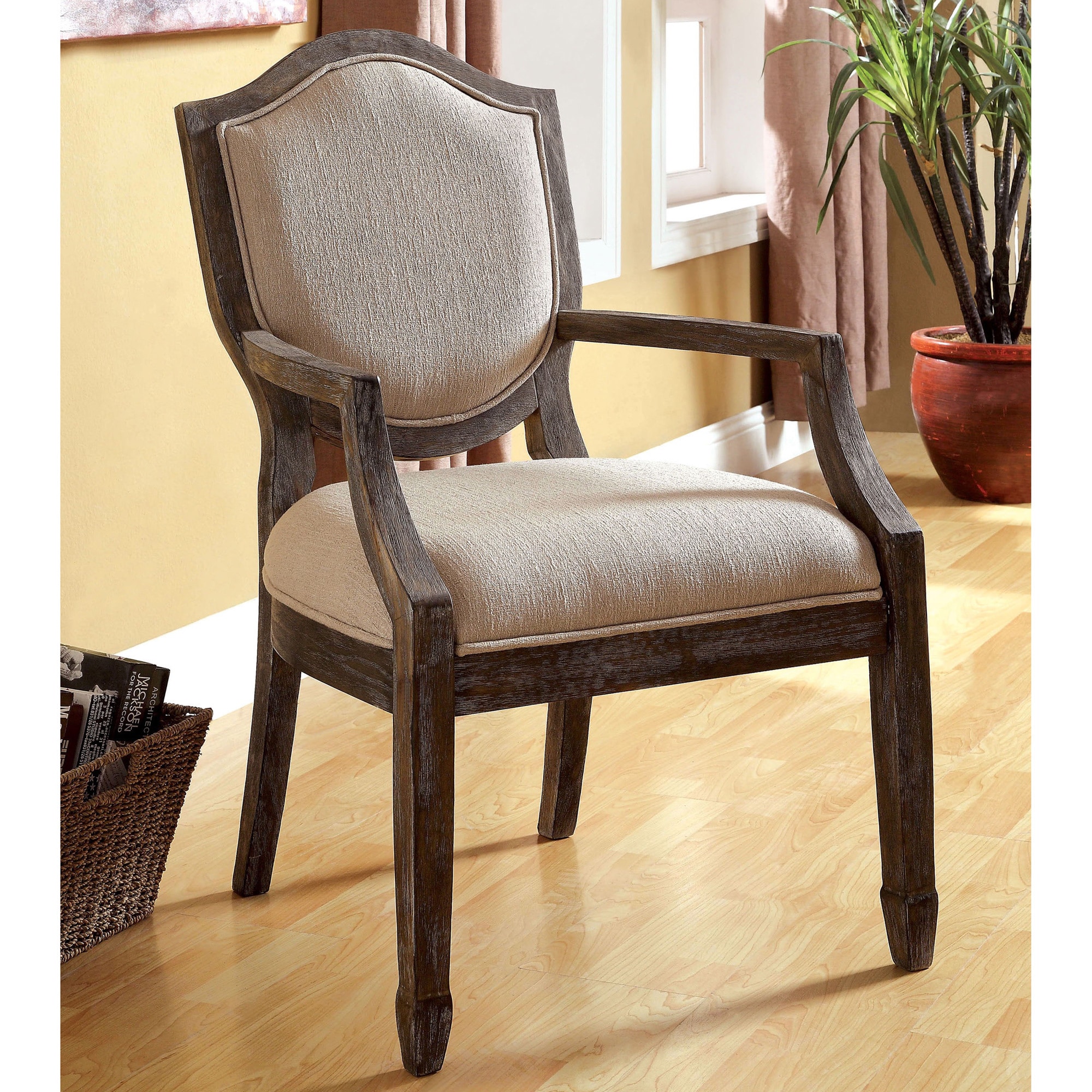 Furniture Of America Alfie Reclaimed Grey/ Taupe Fabric Accent Chair