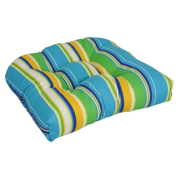 slide 1 of 18, Blazing Needles 19-inch U-shaped Indoor/Outdoor Chair Cushion - 19" x 19" Covert Bluebell