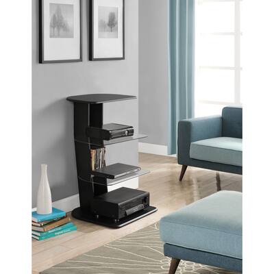 Altra Galaxy Black Audio Pier with Glass Shelves