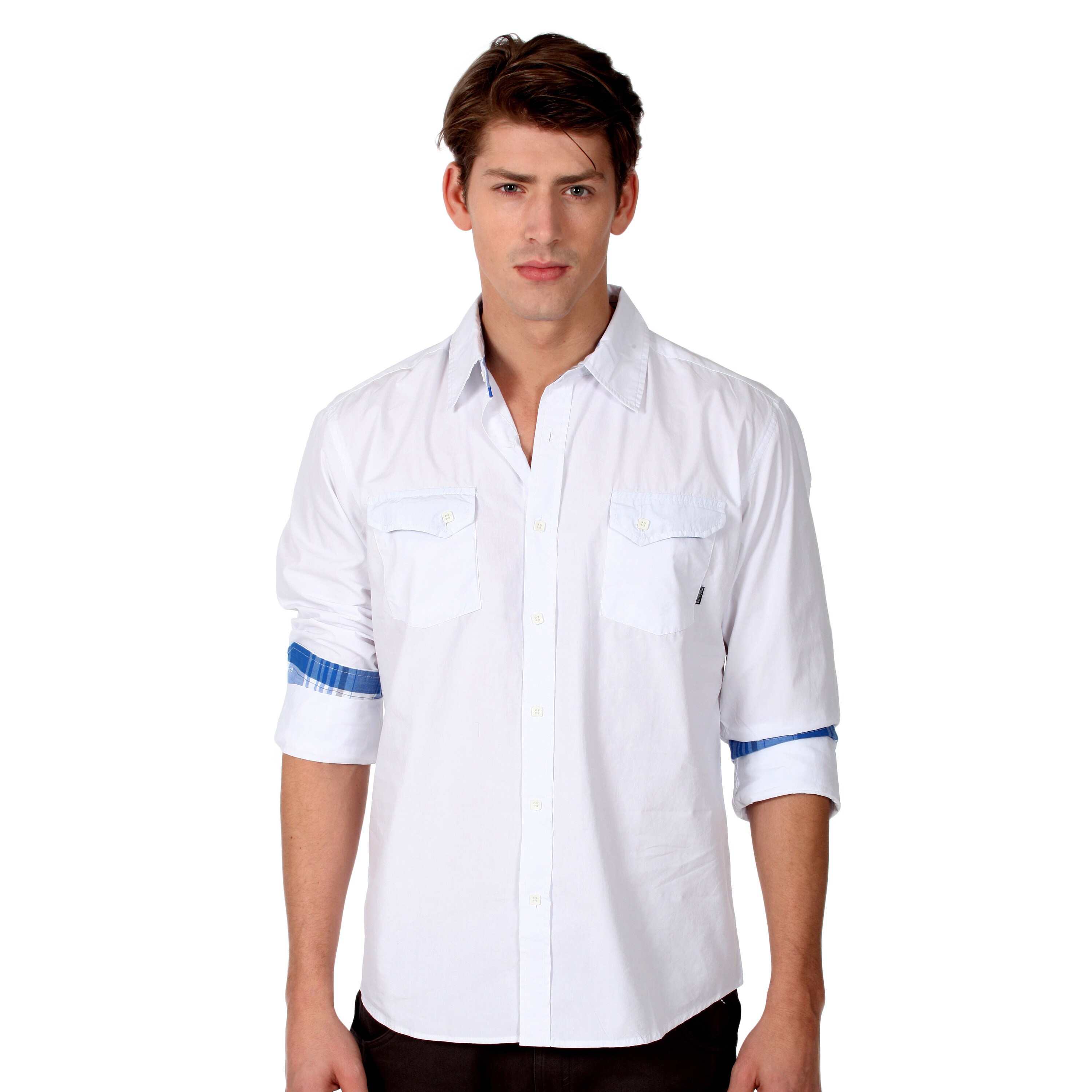 191 Unlimited Mens Slim Fit White Woven Shirt