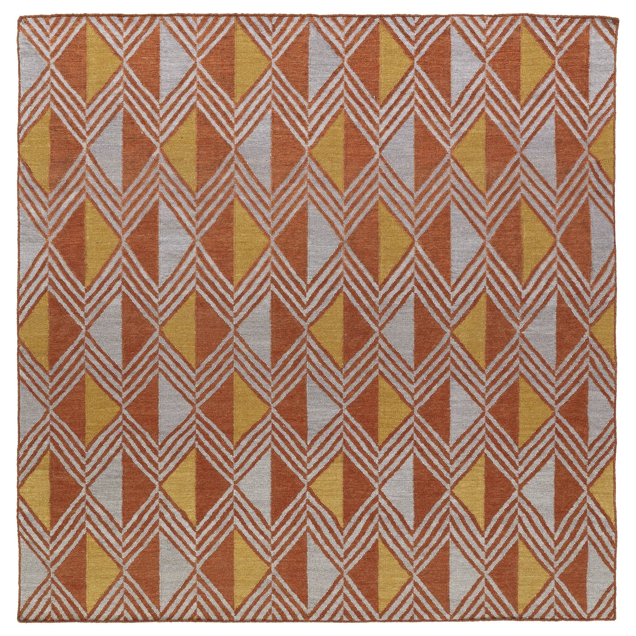 Flatweave Tribeca Diamonds Paprika Wool Area Rug (8 Square)