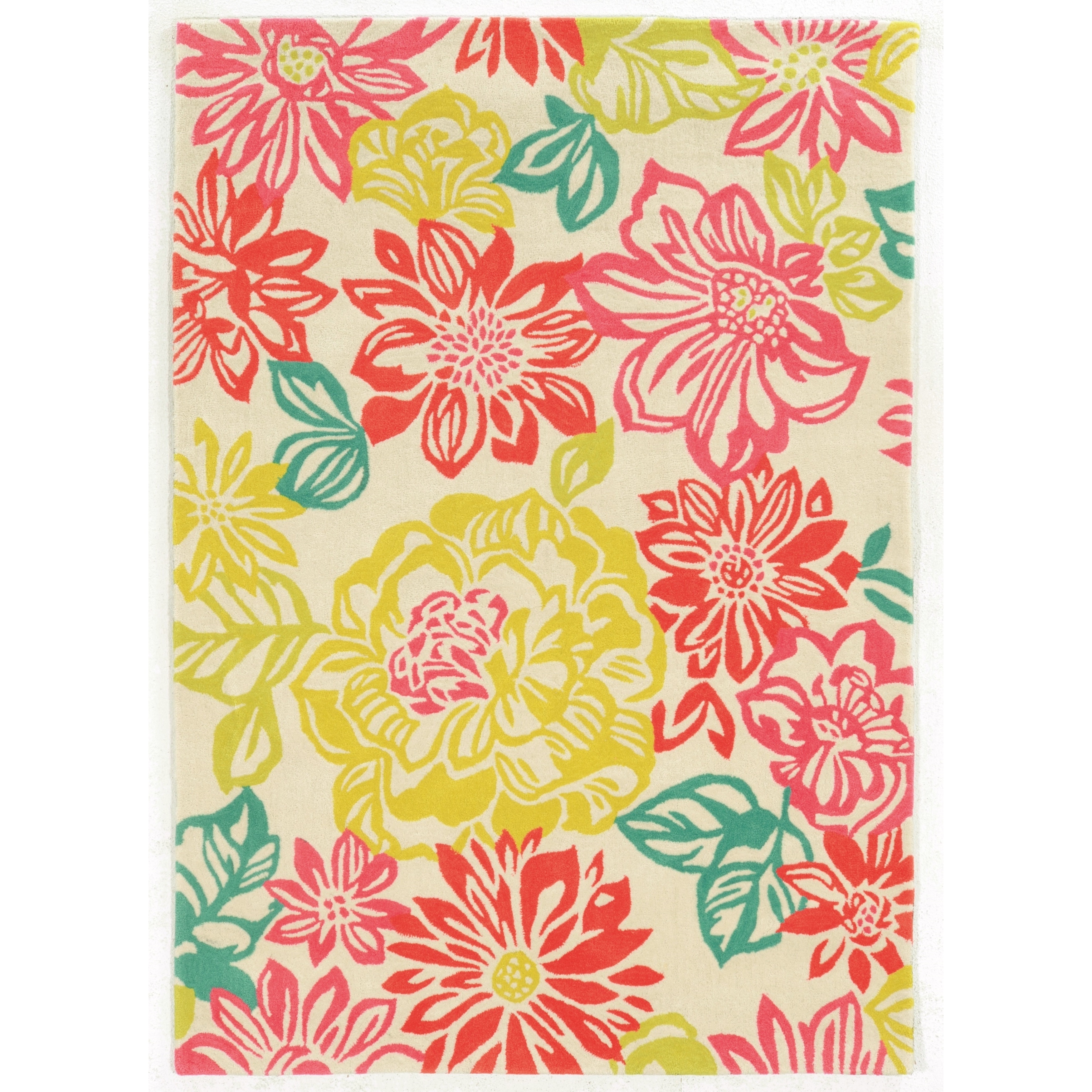 Trio Collection Brights Floral Multicolored Area Rug (8 X 10)