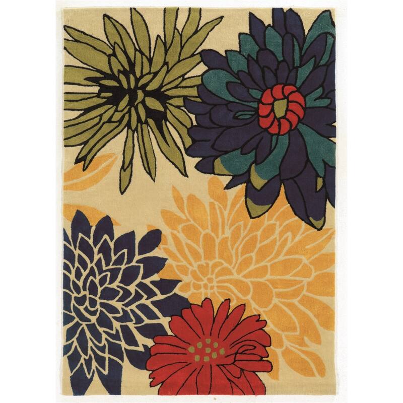 Hand-Tufted Trio Mums Rug Collection - 5' X 7' - Ivory