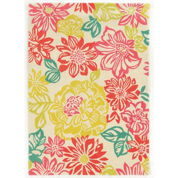 Linon Trio Collection Brights Floral Multicolored Area Rug (2' x 3') - 2' x 3'