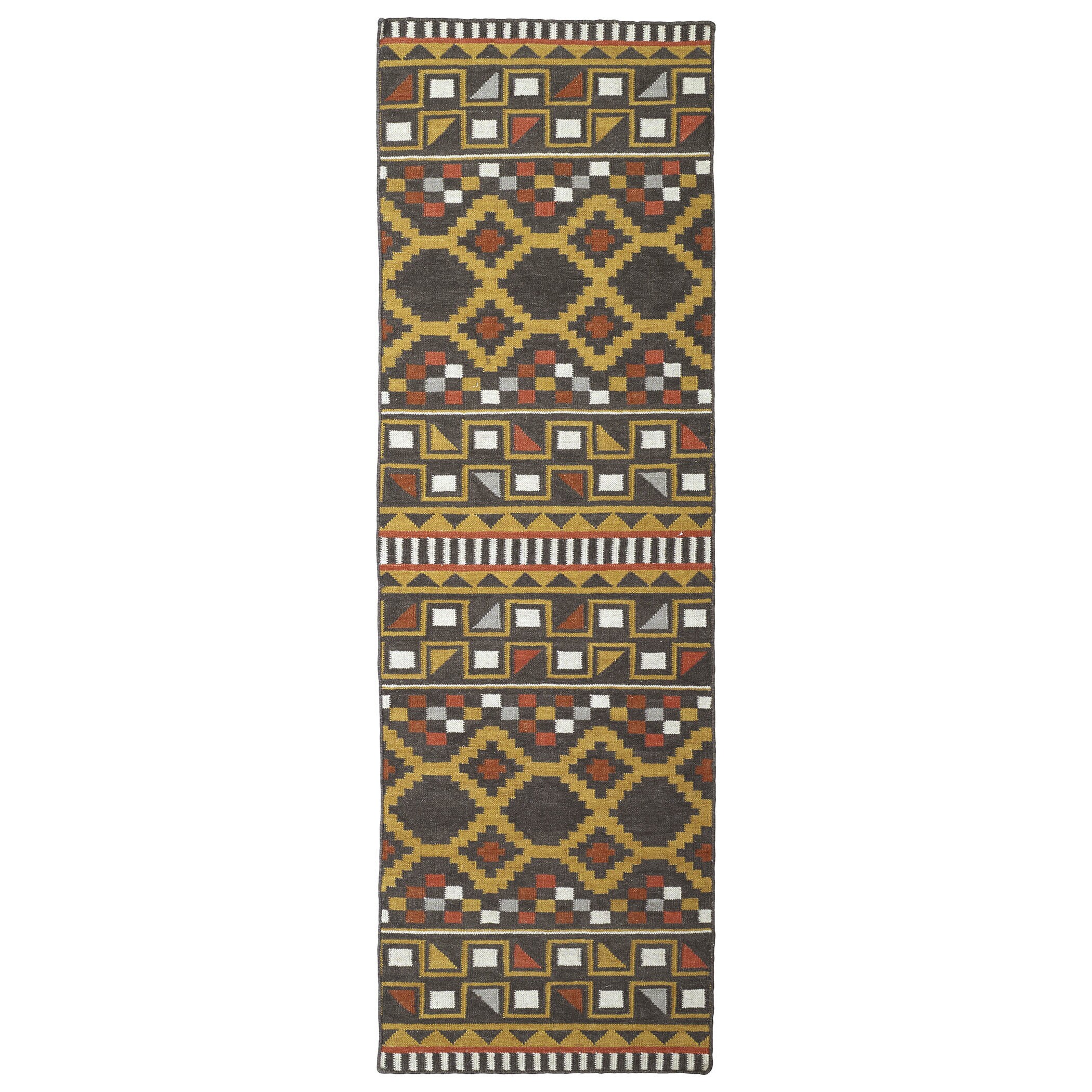 Shop Flatweave TriBeCa Charcoal Wool Runner Rug 2'6 x 8' Free