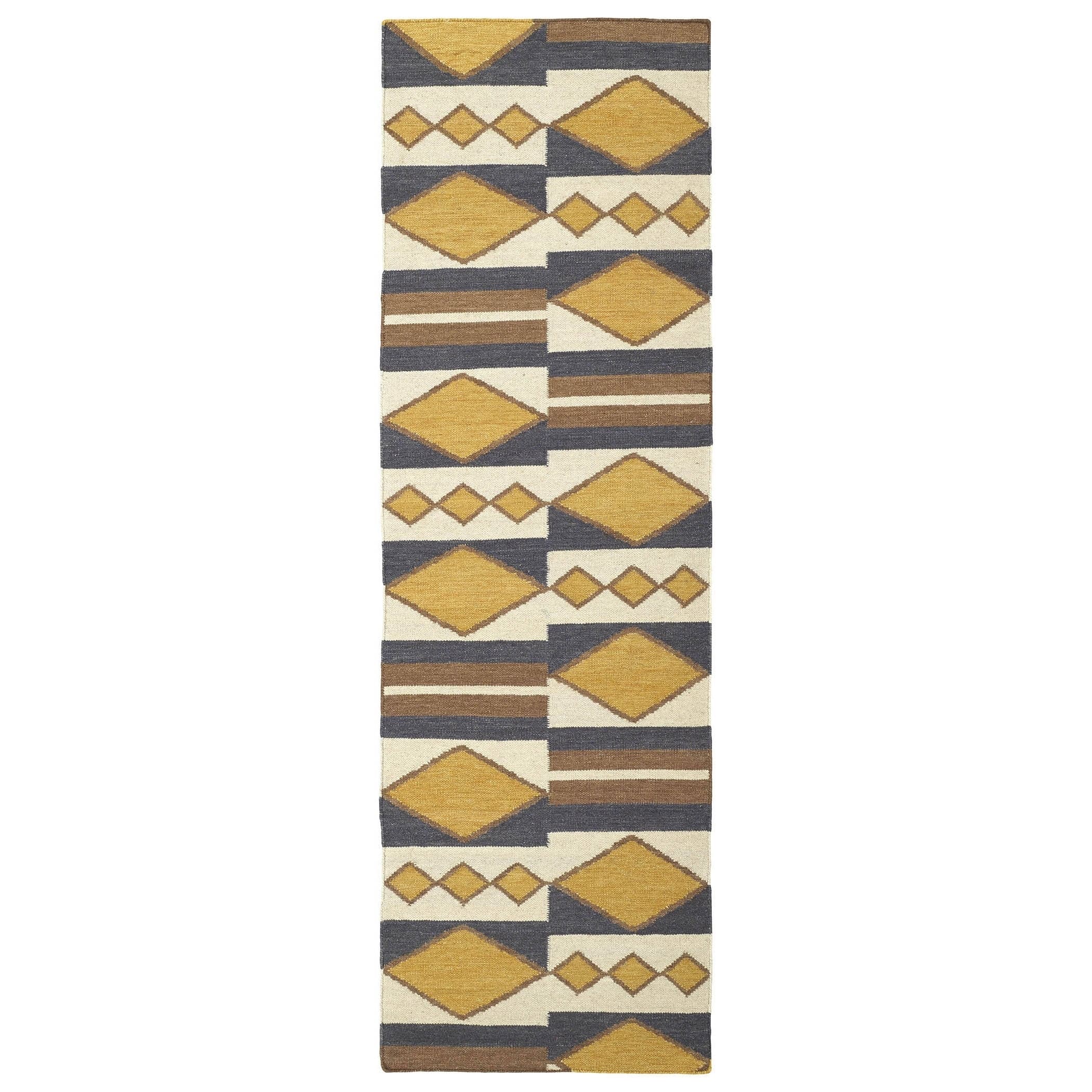 Flatweave Tribeca Mustard Wool Runner Rug (26 X 8)