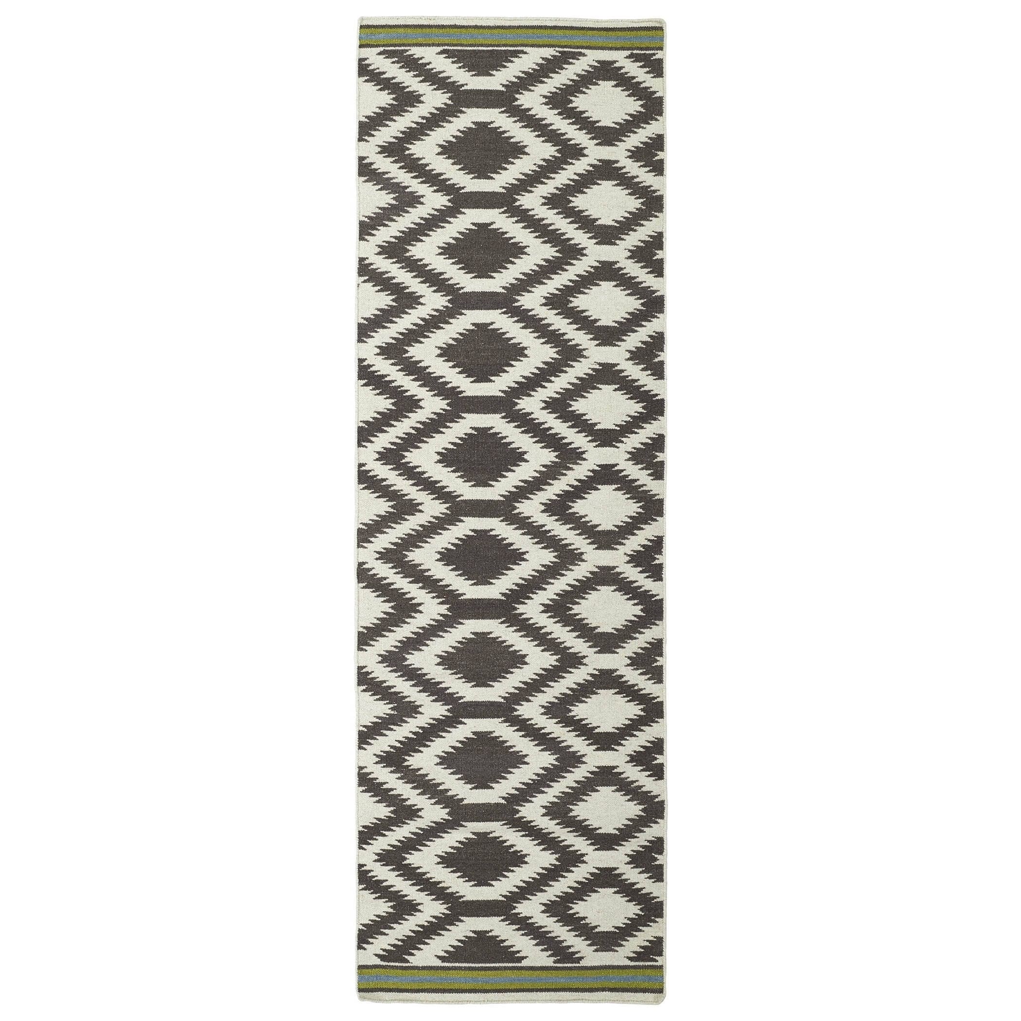 Flatweave Tribeca Handmade Grey Geometric Wool Rug (26 X 8)