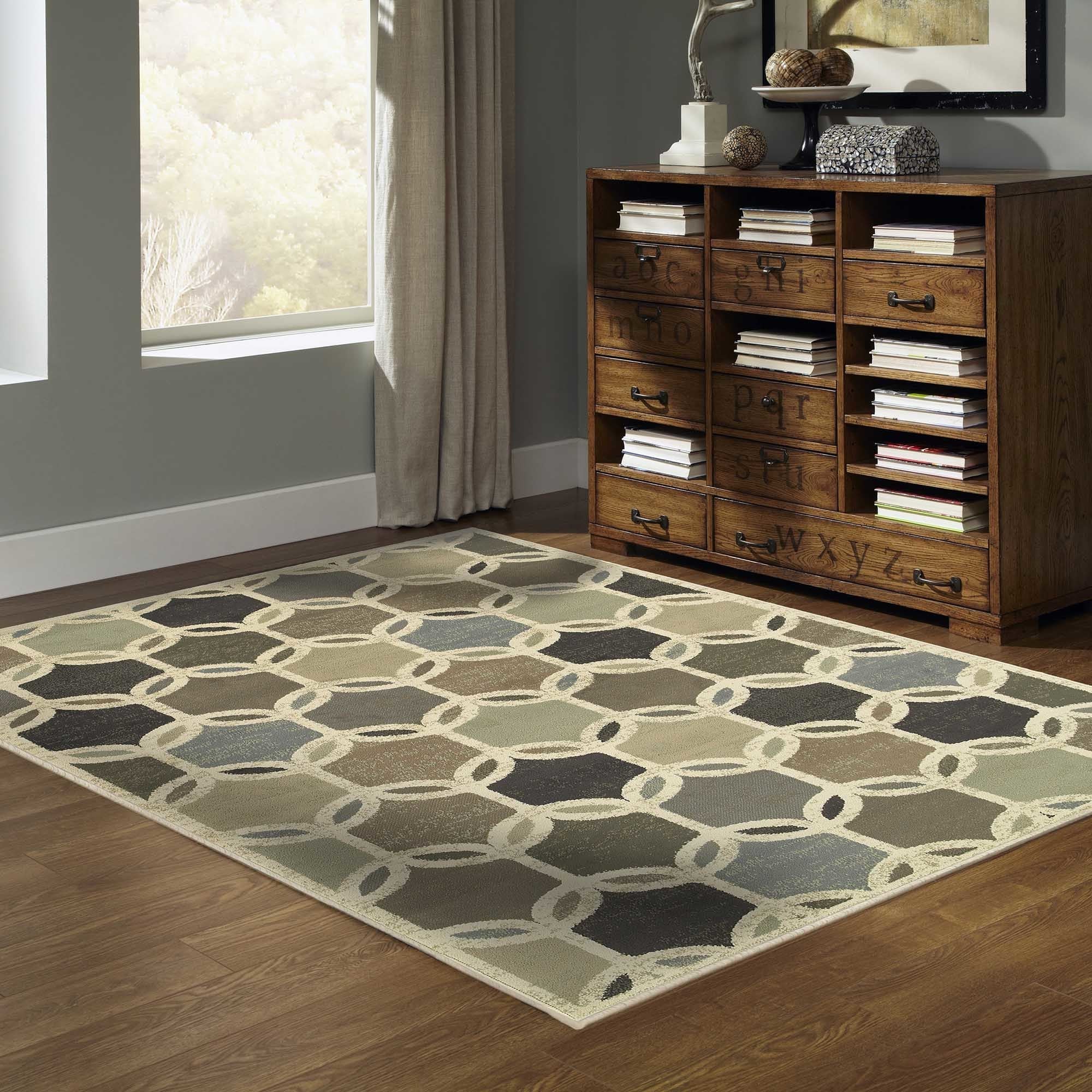 Transitional Circles Ivory/ Multi Rug (110 X 210)