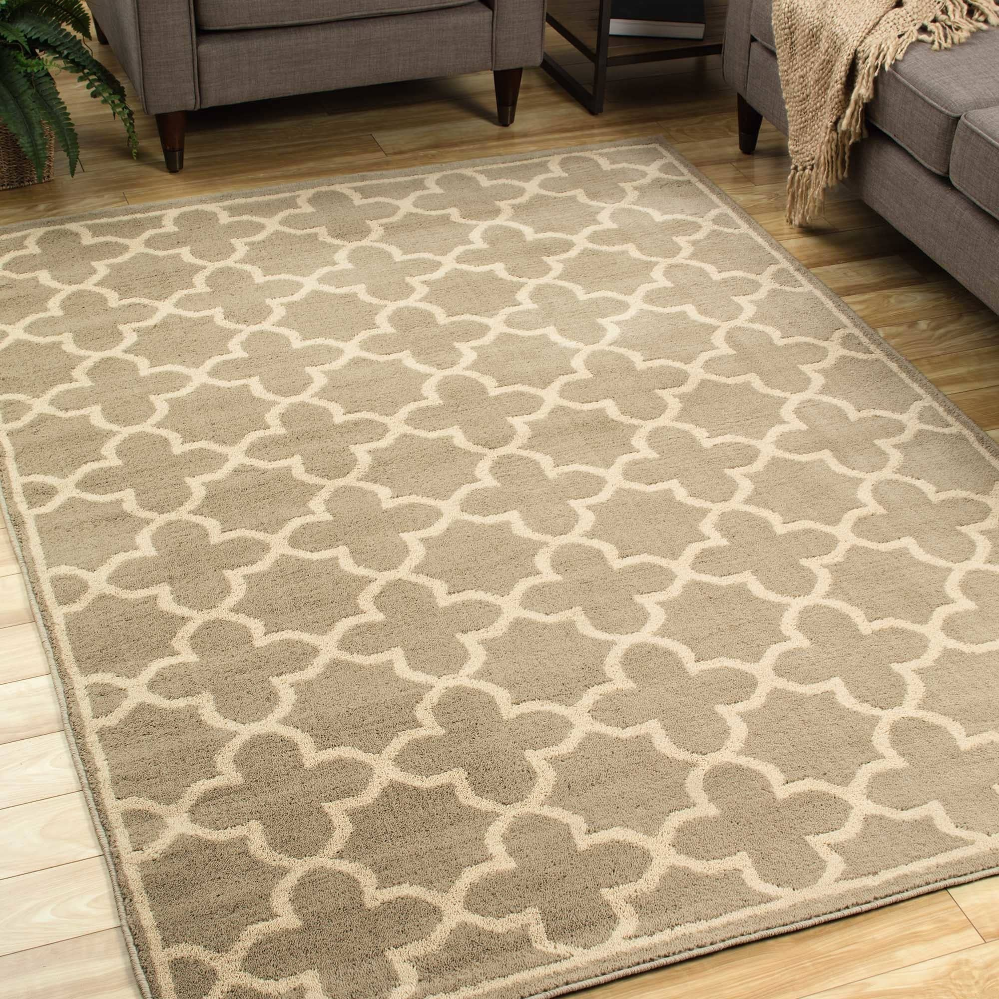 Casual Trellis Brown/ Tan Rug (110 X 210)