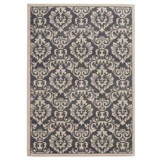 slide 1 of 1, Traditional Floral Charcoal/ Ivory Area Rug (7'10 x 10')