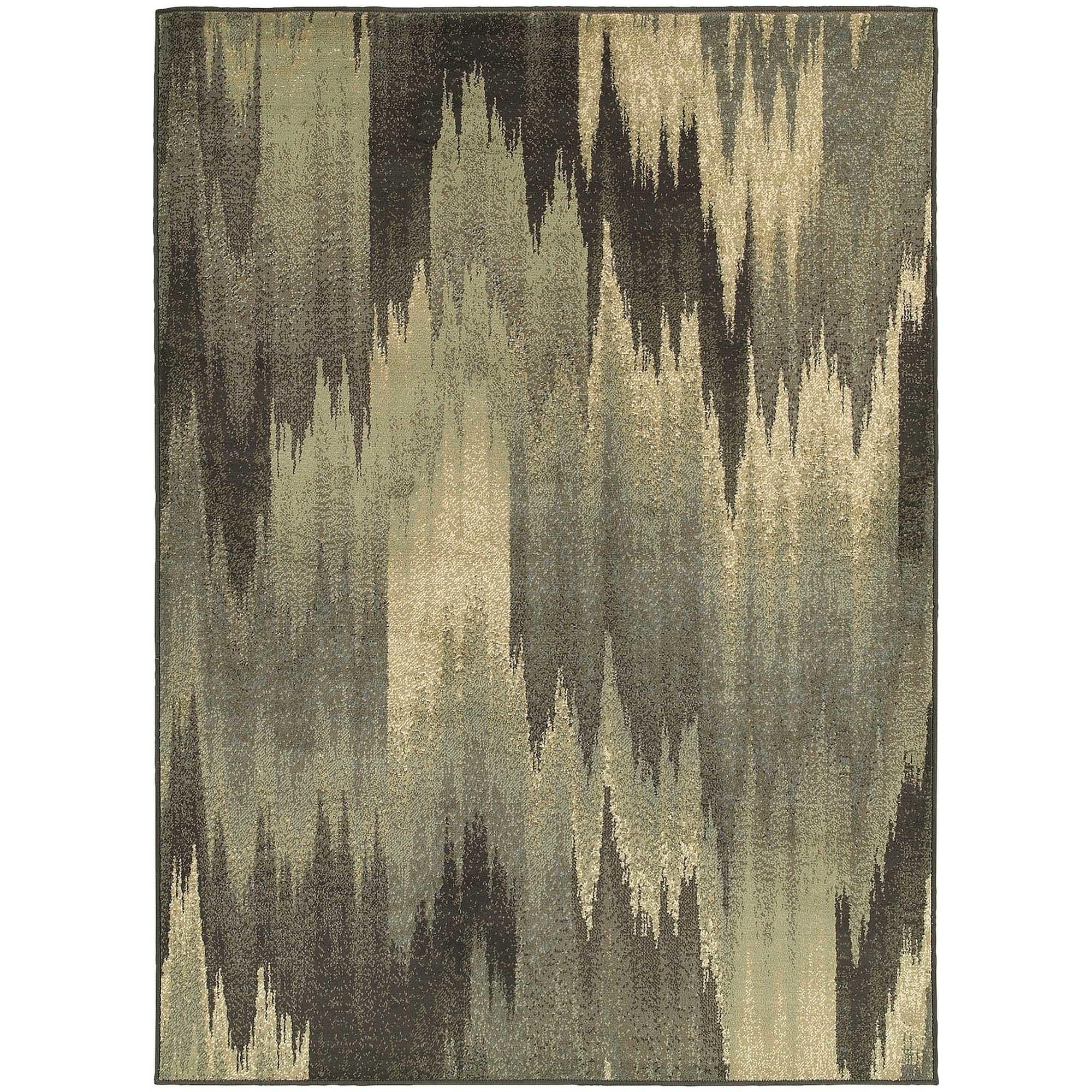 Abstract Ikat Blue/ Grey Accent Rug (110 X 210)