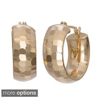 Gioelli 14k Yellow Gold Wide Hoop Earrings Free Shipping Today Gioelli 14k Yellow Gold Diamond Cut Wide Pee Hoop Earrings