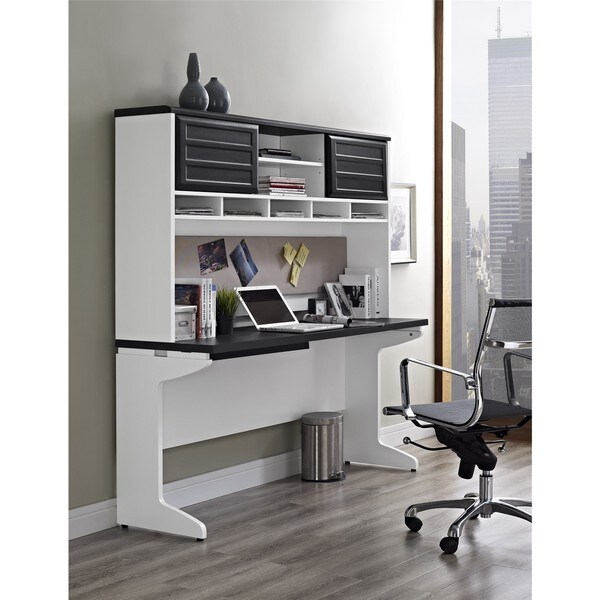Ameriwood Home Pursuit White Credenza and Hutch