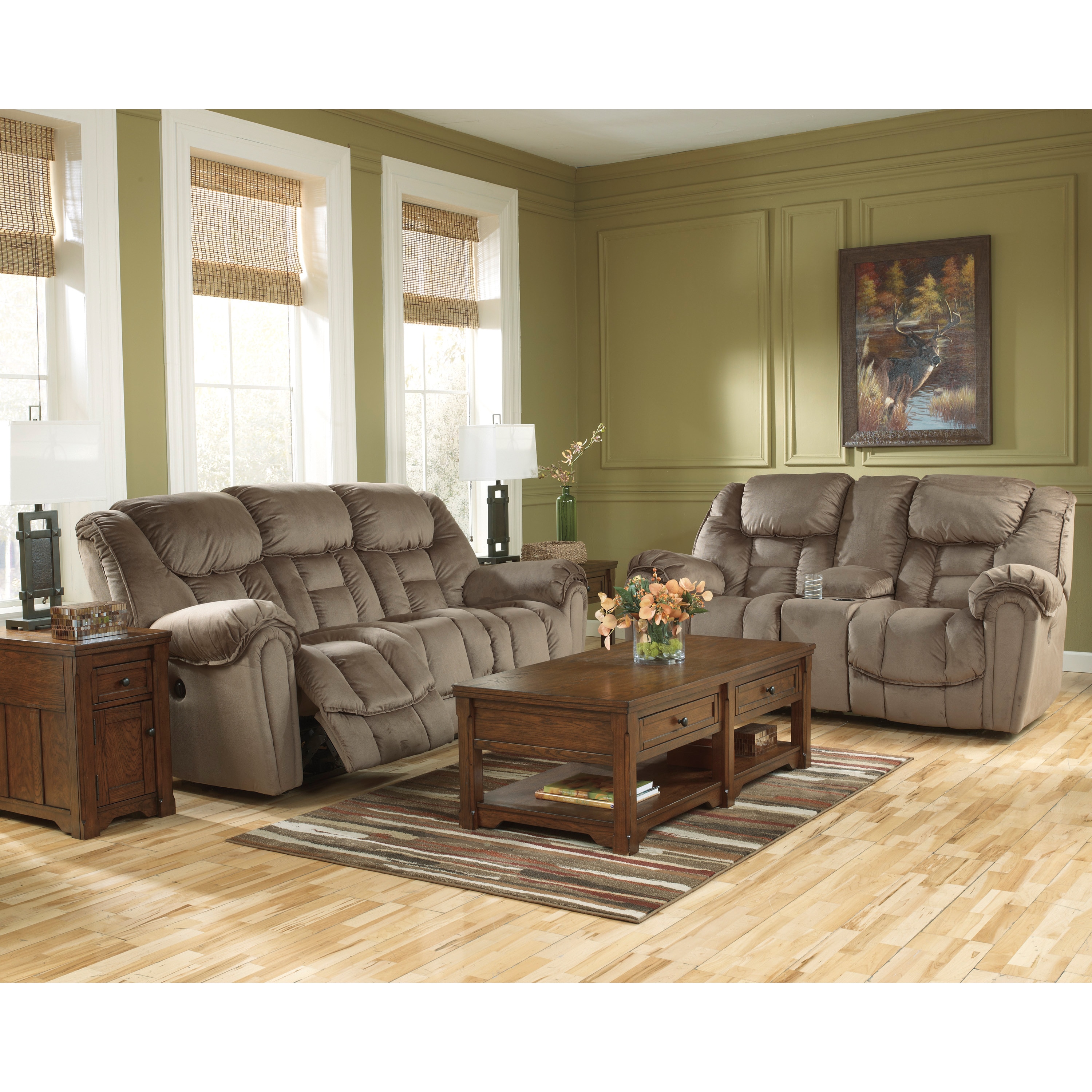 Signature Design By Ashley Brasher Mocha Contemporary Reclining Loveseat