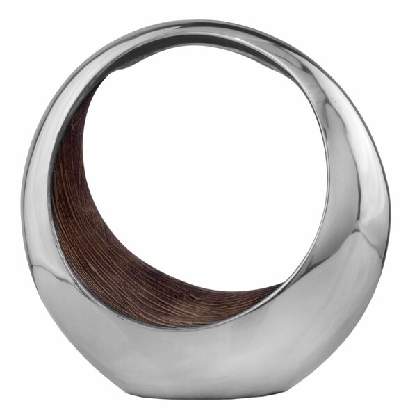Shop Large Brown/ Silvertone Round Ring Decorative Bowl Free Shipping