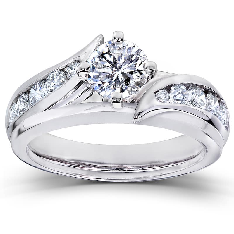 Annello 14k White Gold 1ct TDW Diamond 2-piece Bridal Ring Set - 4