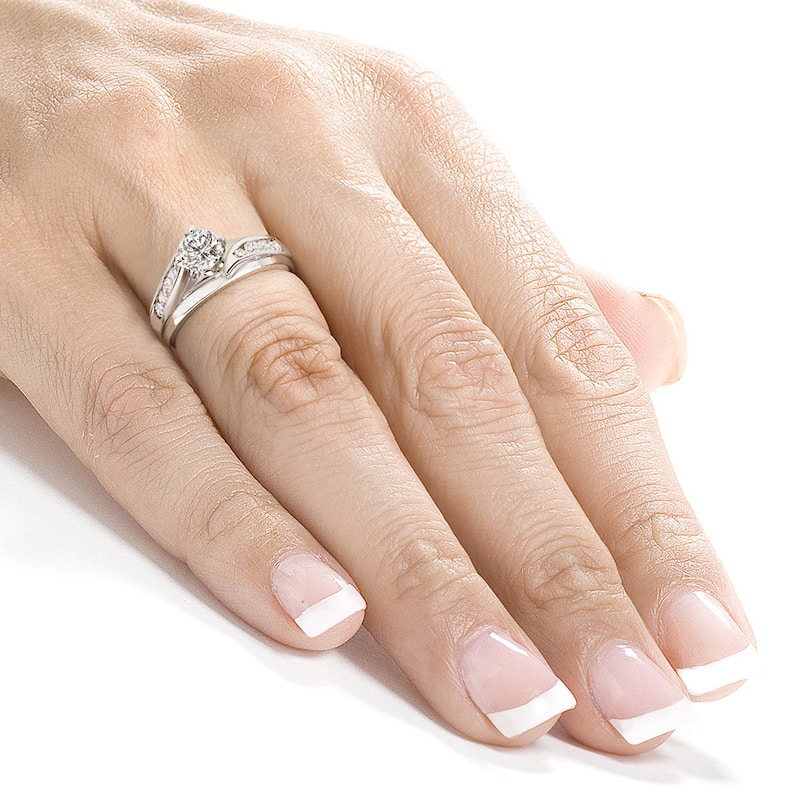 Annello 14k White Gold 1ct TDW Diamond 2-piece Bridal Ring Set