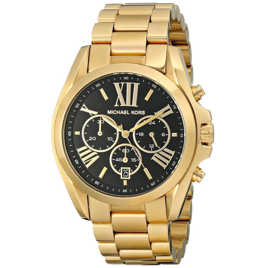 Michael Kors Women's MK5739 'Bradshaw' Goldtone Chronograph Black Dial Watch