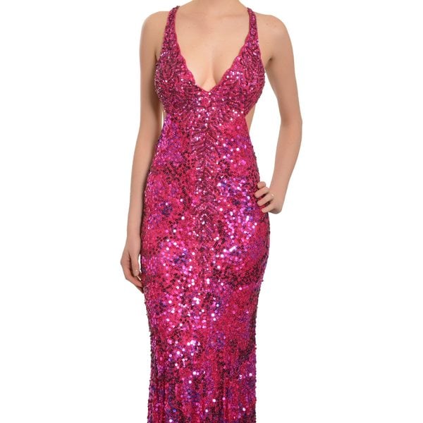 fuschia sequin dress