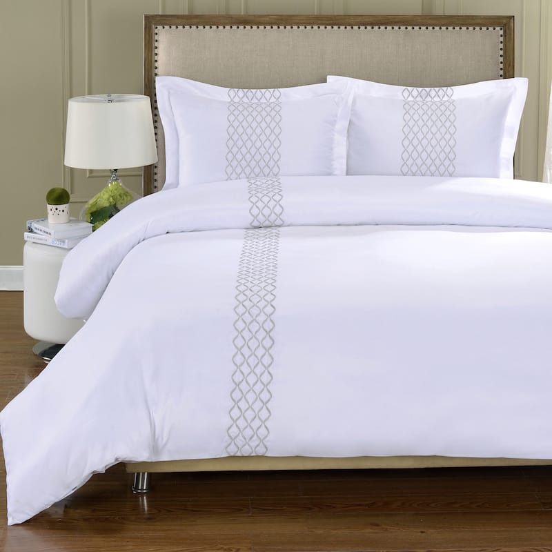 Superior Modern Embroidery Microfiber Duvet Cover Set - Full - Queen
