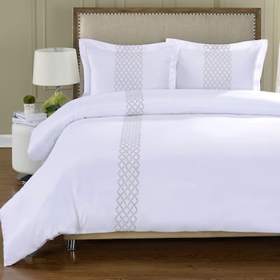 Superior Modern Embroidery Microfiber Duvet Cover Set