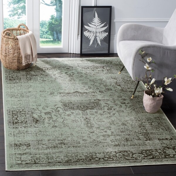 Safavieh Vintage Oriental Spruce Green/ Ivory Distressed Silky Viscose Rug - 10' x 14'