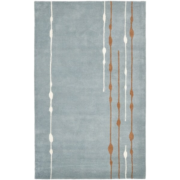 Safavieh Handmade Soho Modern Abstract Rain Blue Wool Rug - 9'6 x 13'6