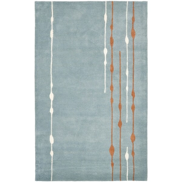 Safavieh Handmade Soho Modern Abstract Rain Blue Wool Rug - 9'6" x 13'6"