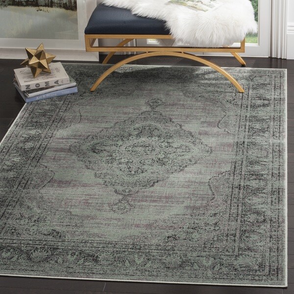 Safavieh Vintage Oriental Light Blue Distressed Silky Viscose Safavieh Vintage Oriental Light Blue Distressed Silky Viscose Rug 11 X27