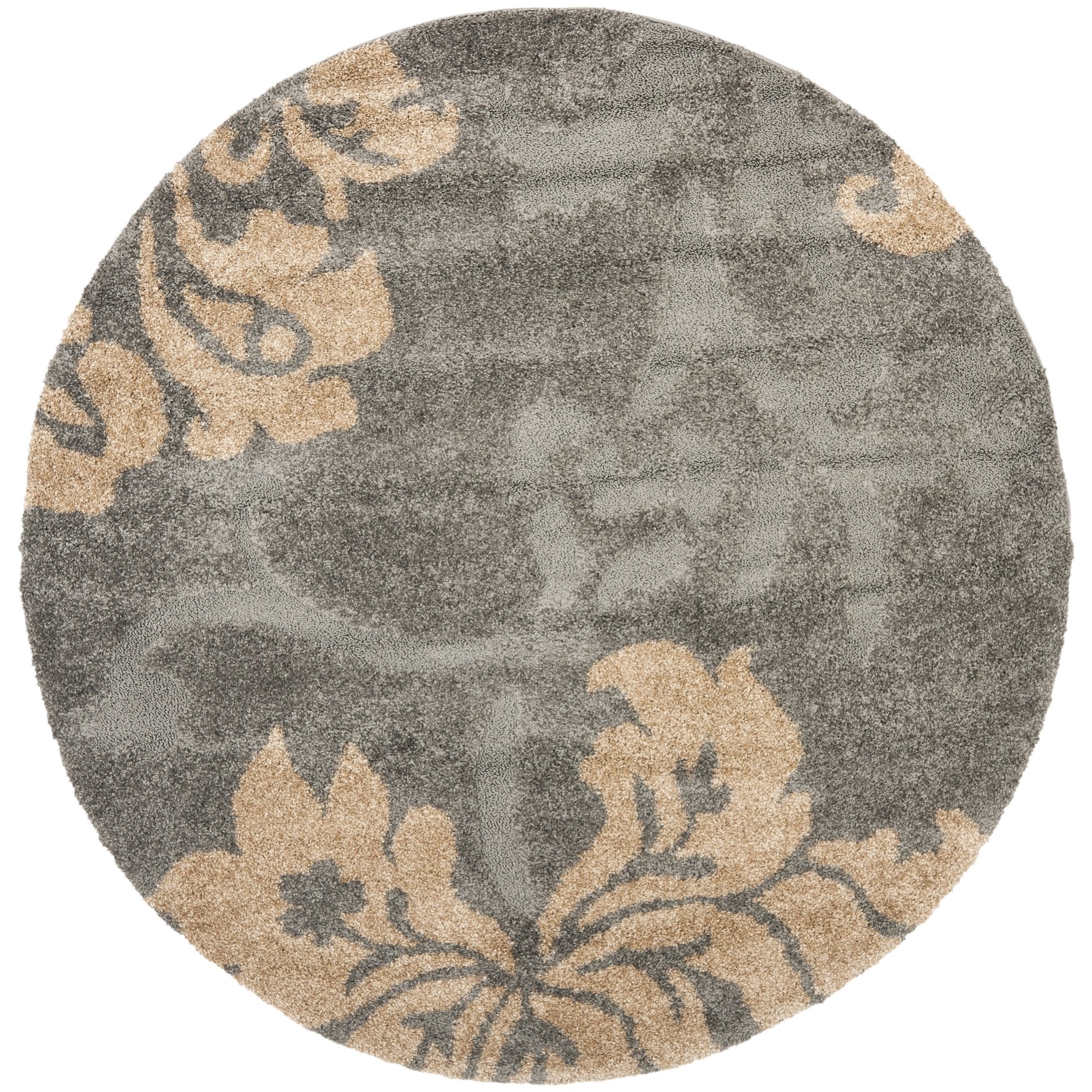 Safavieh Shag Grey/ Beige Rug (4 Round)