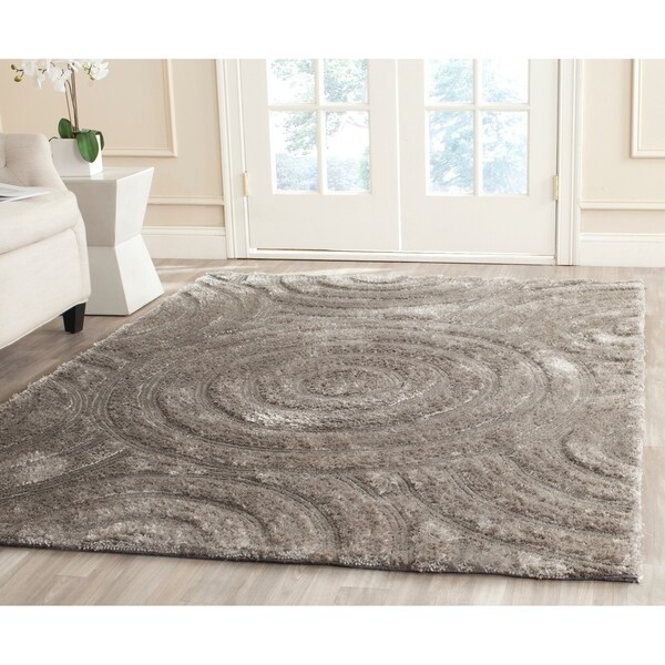 Safavieh Handmade South Beach Shag Silver Polyester Rug - 6' x 9'
