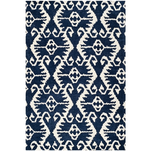Safavieh Handmade Wyndham Royal Blue/ Ivory Wool Rug - 8' x 10'