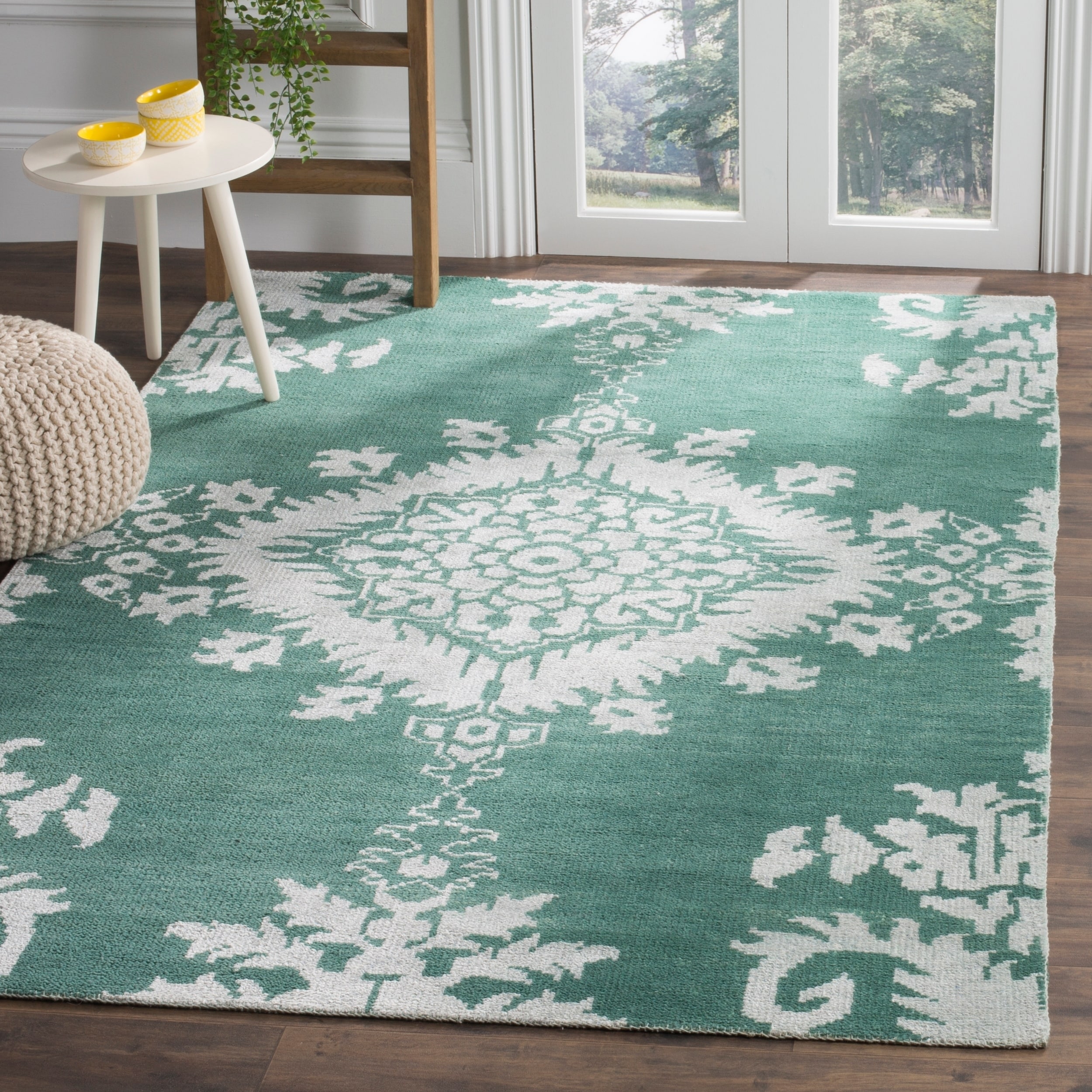 Safavieh Hand knotted Stone Wash Emerald Wool/ Cotton Rug (8 X 10)