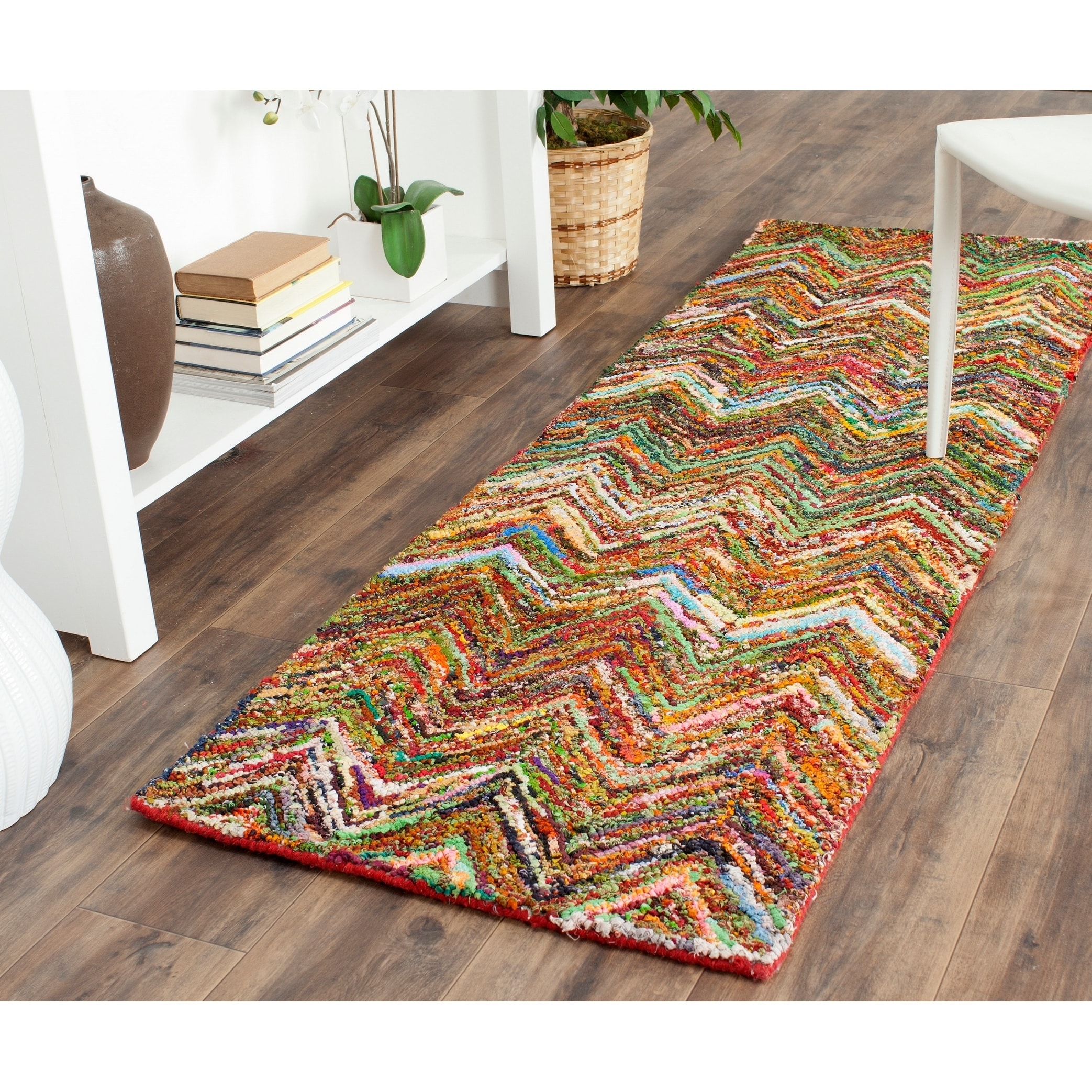 Safavieh Handmade Nantucket Blue/ Multi Cotton Rug (23 X 12)