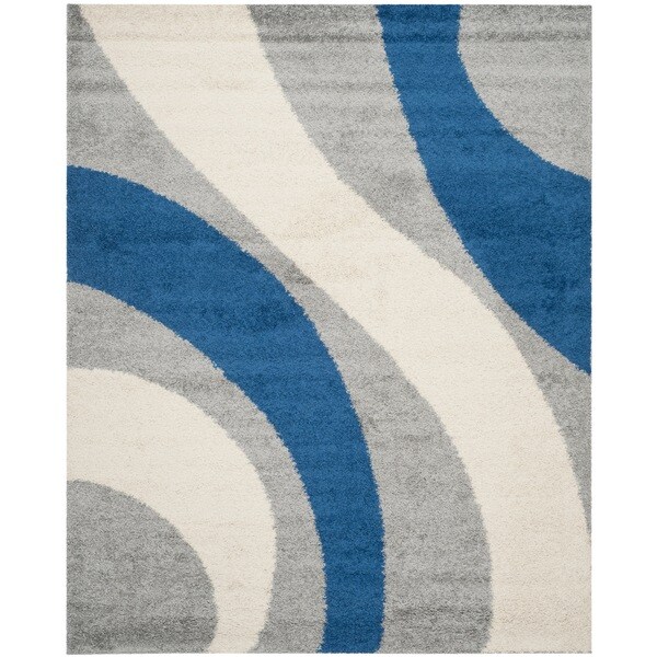 Shop Safavieh Art Shag Grey/ Blue Area Rug 5'3 x 7'6 Free Shipping