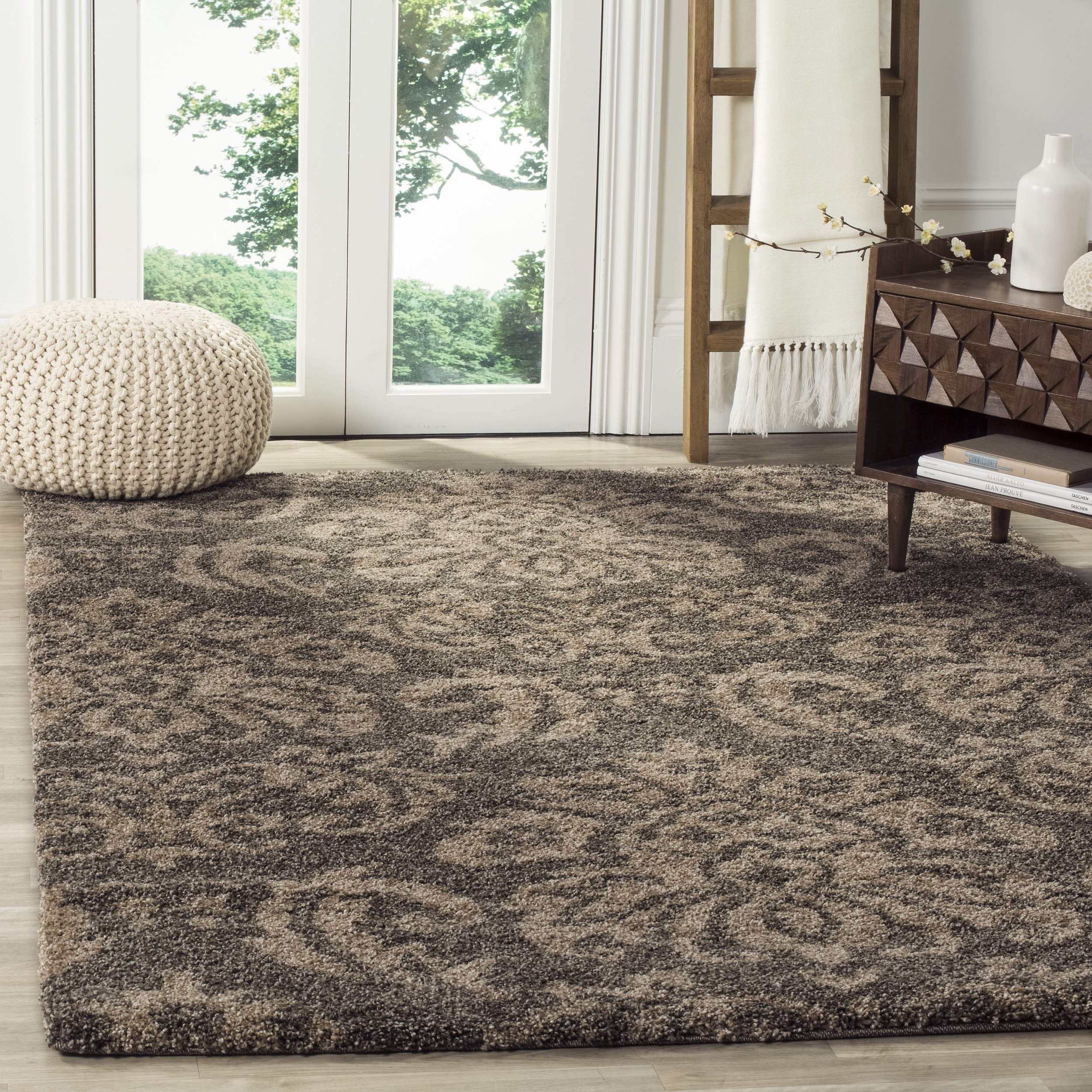 Safavieh Shag Smoke/ Beige Rug (33 X 53)