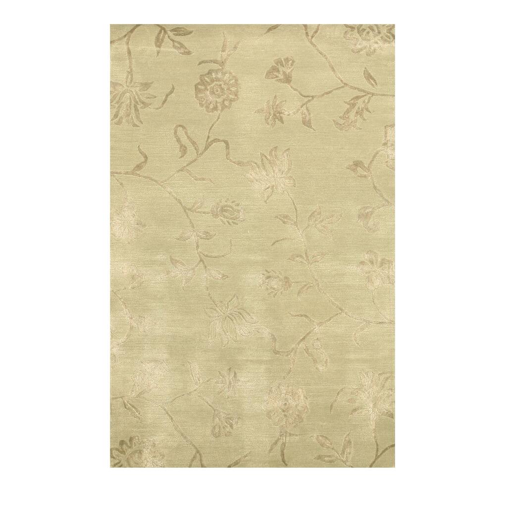 Hand-tufted Wool & Viscose Green Transitional Floral Beatrice Rug - 5 ...