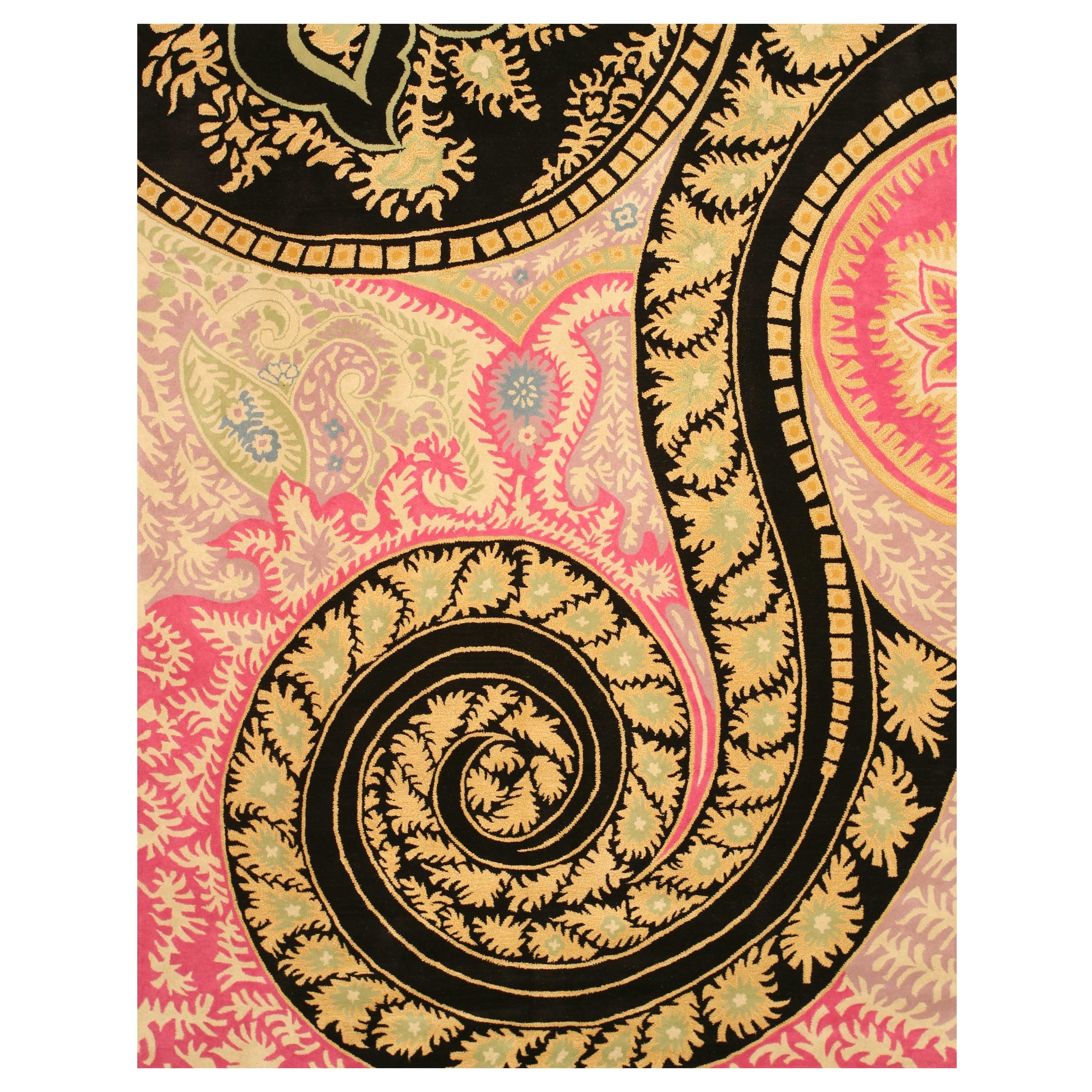 Eorc Hand tufted Black Paisley Wool Rug (5 X 8)